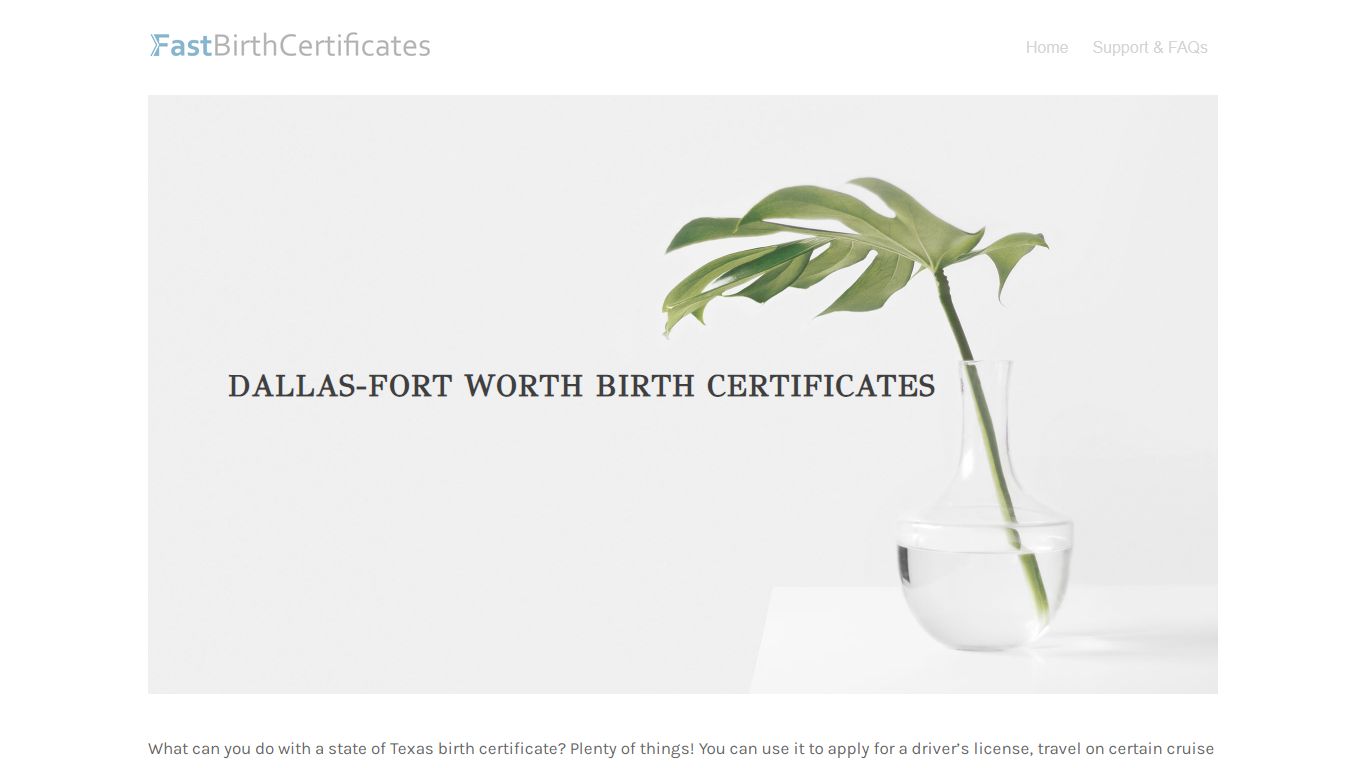 DALLAS-FORT WORTH BIRTH CERTIFICATES